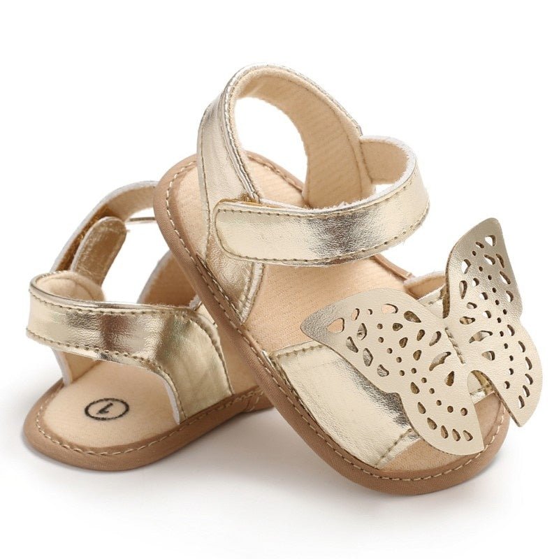 Butterfly baby sandals PU leather baby girls boys Nonslip soft soled Casual Sandals $14.39 Dana Fashion Color: gold size: 11CM Baby & Mother Product Category: Toddler shoes Applicable gender: female Upper material: artificial PU Style: cute Thickness: ord