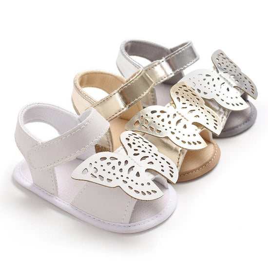 Butterfly baby sandals PU leather baby girls boys Nonslip soft soled Casual Sandals $14.39 Dana Fashion Color: gold size: 11CM Baby & Mother Product Category: Toddler shoes Applicable gender: female Upper material: artificial PU Style: cute Thickness: ord