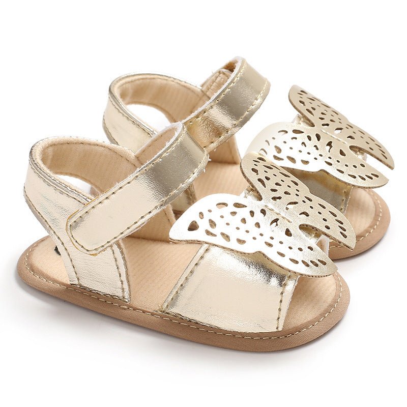 Butterfly baby sandals PU leather baby girls boys Nonslip soft soled Casual Sandals $14.39 Dana Fashion Color: gold size: 11CM Baby & Mother Product Category: Toddler shoes Applicable gender: female Upper material: artificial PU Style: cute Thickness: ord