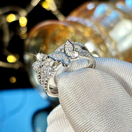 Butterfly Multi-layer Design Ring Sweet $13.06 Dana Fashion Color: T0439 White Gold Color Size: 10 Yards Women's Accessories Product information: Type: Ring Treatment Process: inlaid zircon Color: T0439 White Gold Applicable population: Female Size: no.6,