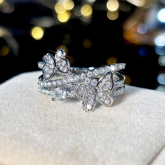 Butterfly Multi-layer Design Ring Sweet $13.06 Dana Fashion Color: T0439 White Gold Color Size: 10 Yards Women's Accessories Product information: Type: Ring Treatment Process: inlaid zircon Color: T0439 White Gold Applicable population: Female Size: no.6,