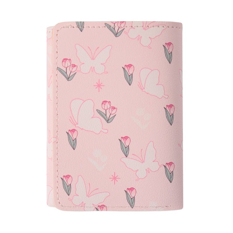 Butterfly-patterned Short Style Three-fold Wallet Multifunction $19.00 Dana Fashion Color: Simple Pen Rose Women's Bags Product information: Color: beige dot rose, pink rose, simple pen rose, black dot Rose Function: waterproof, wear-resistant, and storab