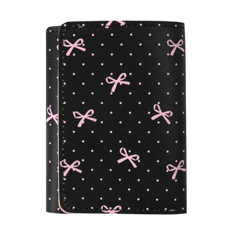 Butterfly-patterned Short Style Three-fold Wallet Multifunction $19.00 Dana Fashion Color: Black Polka Dot Rose Women's Bags Product information: Color: beige dot rose, pink rose, simple pen rose, black dot Rose Function: waterproof, wear-resistant, and s