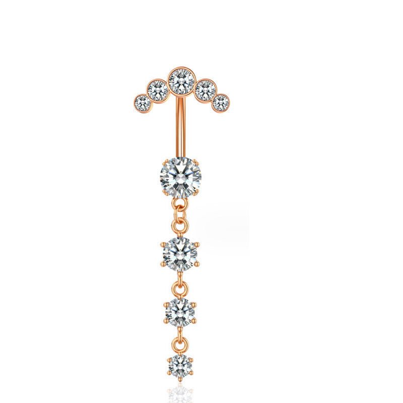 Butterfly Stainless Steel Plus Copper Parts Piercing Jewelry $13.00 Dana Fashion Color: Triangle Rose Gold Women's Accessories Product information: Type: navel decoration Treatment Process: Electroplating Color: four diamonds-silver, four diamonds-gold, f