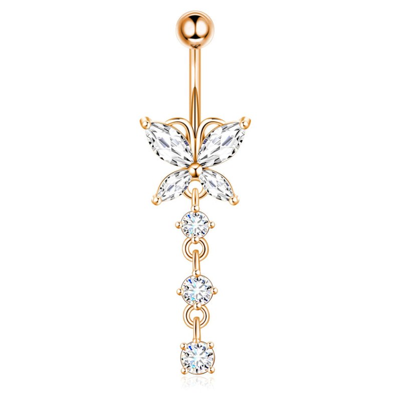 Butterfly Stainless Steel Plus Copper Parts Piercing Jewelry $13.00 Dana Fashion Color: Butterfly Diamond Rose Gold Women's Accessories Product information: Type: navel decoration Treatment Process: Electroplating Color: four diamonds-silver, four diamond
