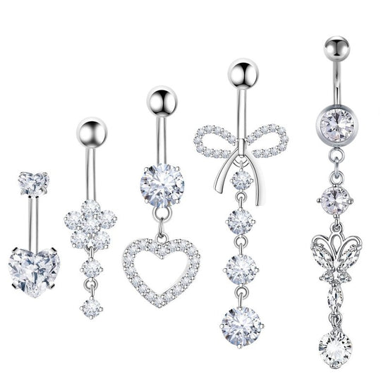 Butterfly Stainless Steel Plus Copper Parts Piercing Jewelry $13.00 Dana Fashion Color: E Style White K Suit Women's Accessories Product information: Type: navel decoration Treatment Process: Electroplating Color: four diamonds-silver, four diamonds-gold,