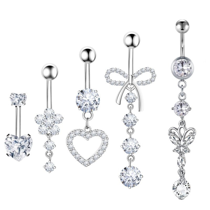 Butterfly Stainless Steel Plus Copper Parts Piercing Jewelry $13.00 Dana Fashion Color: E Style White K Suit Women's Accessories Product information: Type: navel decoration Treatment Process: Electroplating Color: four diamonds-silver, four diamonds-gold,