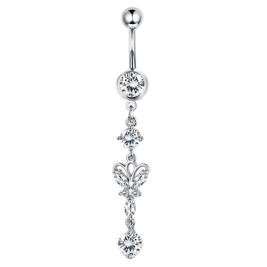 Butterfly Stainless Steel Plus Copper Parts Piercing Jewelry $13.00 Dana Fashion Color: Butterfly Silver Women's Accessories Product information: Type: navel decoration Treatment Process: Electroplating Color: four diamonds-silver, four diamonds-gold, fou
