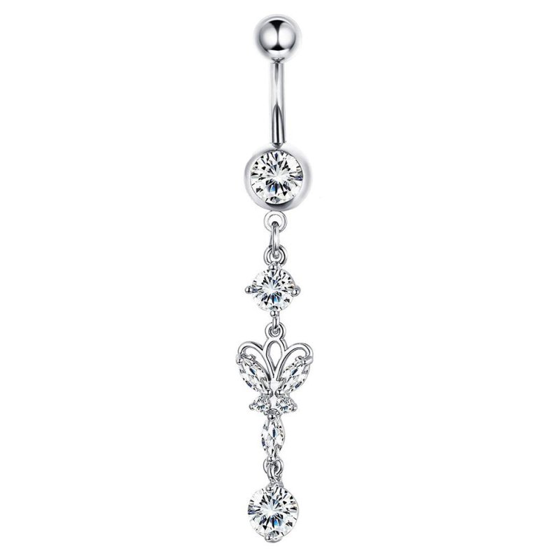 Butterfly Stainless Steel Plus Copper Parts Piercing Jewelry $13.00 Dana Fashion Color: Butterfly Silver Women's Accessories Product information: Type: navel decoration Treatment Process: Electroplating Color: four diamonds-silver, four diamonds-gold, fou