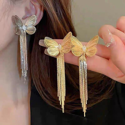 Butterfly Tassel Niche Creative Stud Earrings $14.62 Dana Fashion Color: EZ5472baik Women's Accessories Product information: Treatment Process: Electroplating Color: EZ5472baik,EZ5472jinse Applicable population: Female Material: Alloy Shape: Bow Popular e