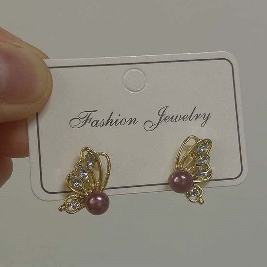 Butterfly Zircon Love Of Butterfly Stud Earrings Simple $9.00 Dana Fashion Color: As Main Image Women's Accessories Product information: Treatment Process: Electroplating Color: as the main image Applicable population: Female Material: Alloy Modeling: Ins