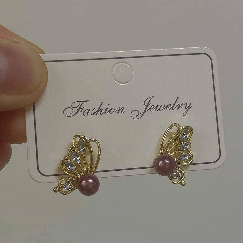 Butterfly Zircon Love Of Butterfly Stud Earrings Simple $9.00 Dana Fashion Color: As Main Image Women's Accessories Product information: Treatment Process: Electroplating Color: as the main image Applicable population: Female Material: Alloy Modeling: Ins