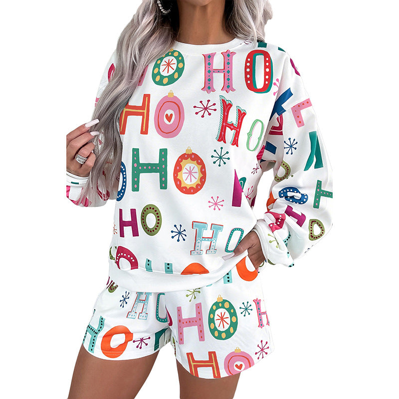 Women's Cute Style Printed Long Sleeve Casual Suit