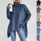 Irregular Turtleneck Sweater Winter Loose Long Sleeve Knitted Tops Leisure Warm Pullover Sweater Women's Clothing - DanaFashionstore