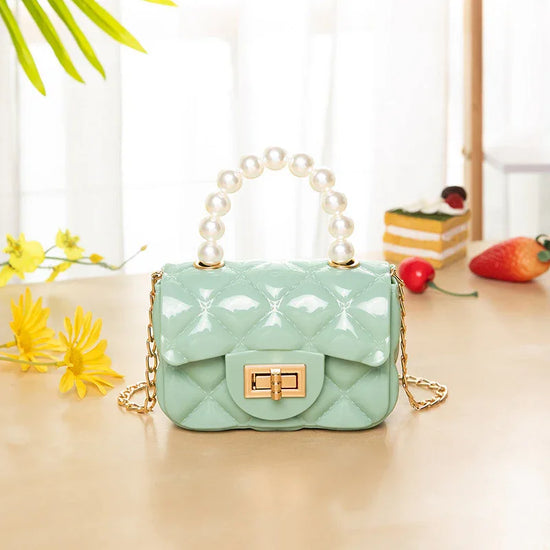 Children's Jelly Bag Rhombic Chain Pearl Handbag - DanaFashionstore