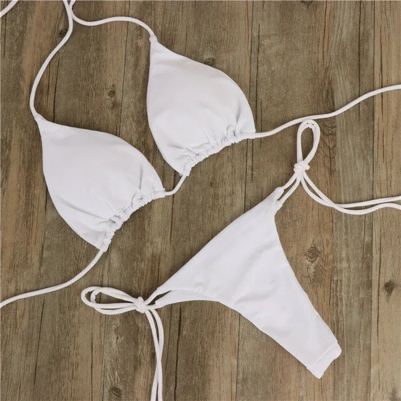 Halter Neck Tie Bikini Ladies Split Tie Swimsuit - DanaFashionstore