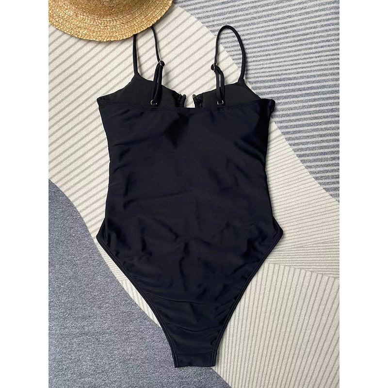 Women's Pure Color Bikini One-piece Swimsuit - DanaFashionstore