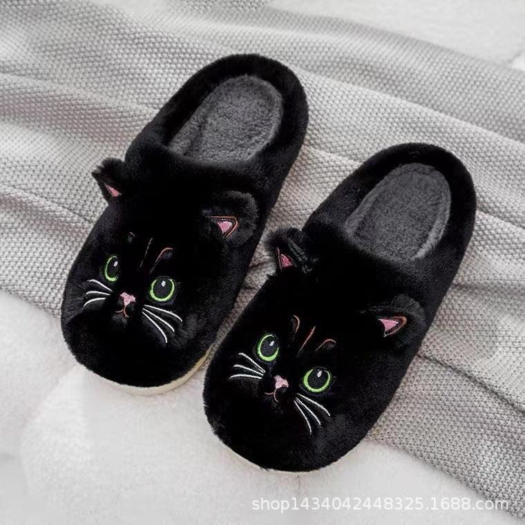 Autumn And Winter Cotton Slippers Men And Women Couple Kitty Cartoon - DanaFashionstore