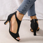 Women's Zippered High Heeled Fish Beak Sandals - DanaFashionstore