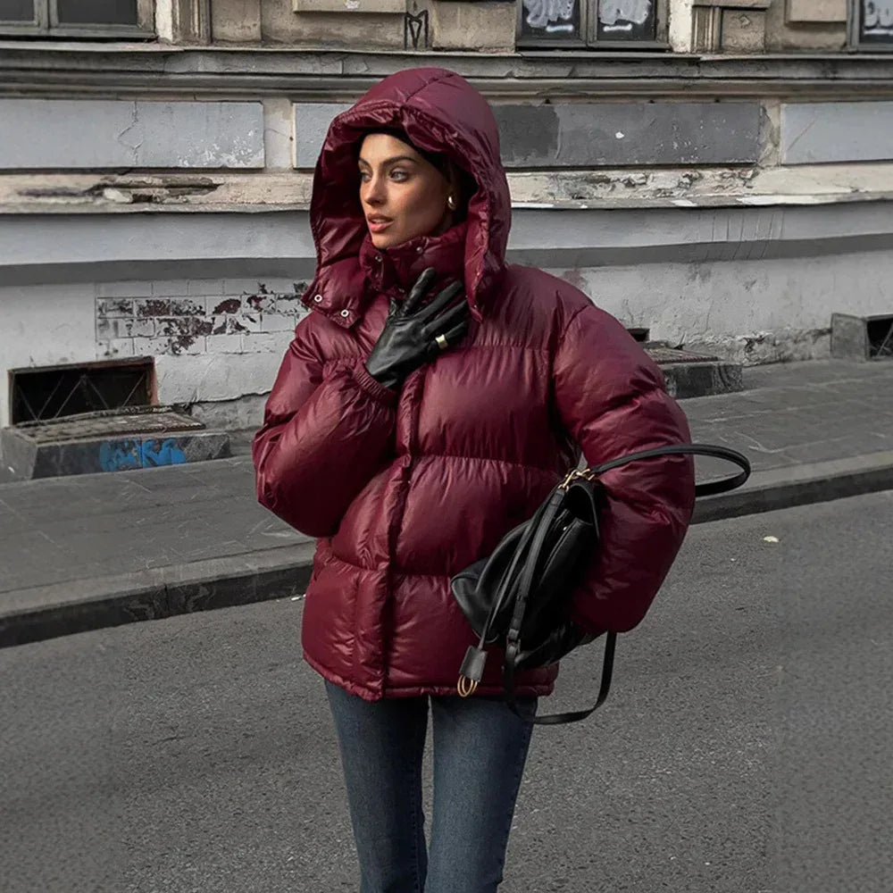Women's Graceful Stand Collar Hooded Cotton Jacket 2026 - Winter Coat - DanaFashionstore