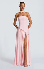 Fashion Sexy Backless Tube Top Pure Color Split Dress - DanaFashionstore