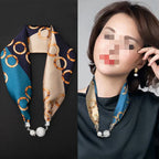 Magnetic Buckle Silk Women Scarf Pearl Necklace - DanaFashionstore