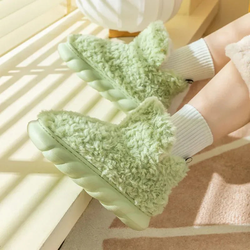Winter Package Heeled Waterproof Home Indoor And Outdoor Wear Cute High Helper Cotton Slippers - DanaFashionstore