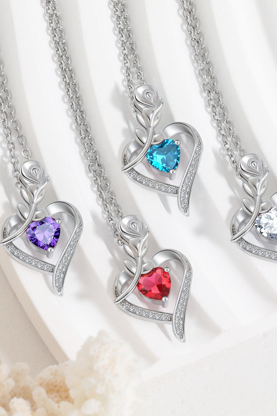 Rose Heart-shaped Necklace With Rhinestones Fashion Everlasting Flower Love Necklace For Women Valentine's Day Gift