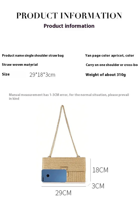 Bag Women's Vacation Style Multi-compartment Chain Flap Screw Lock Straw Bag - DanaFashionstore
