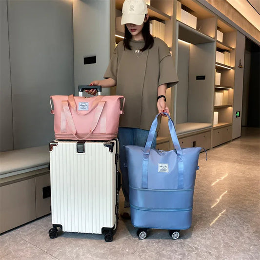 New Universal Wheel Travel Bag With Double-layer Dry And Wet Separation Fitness Yoga Shoulser Bags Sports Fitness Large Capacity Handbag Women - DanaFashionstore