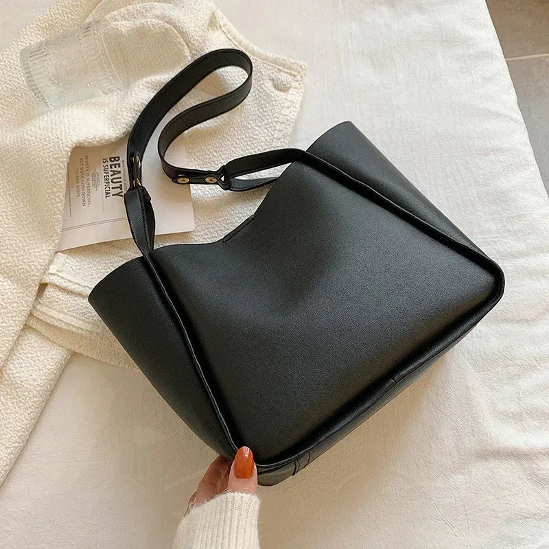Simple Large Bag Soft Leather Large Capacity One-shoulder Portable Tote Bag - DanaFashionstore