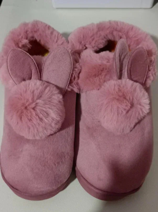 Autumn Winter Cotton Slippers Fur Rabbit Home Warm Thick Bottom Indoor Cotton Shoes Womens Slippers Cute Fluffy Cat Slippers - DanaFashionstore