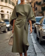 Loose Batwing Sleeve Dress Fashion Waist-tighted Solid Color Elegant Dresses For Women Clothing - DanaFashionstore