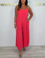 Solid Color Sling Wide Leg Jumpsuit 2026 - Casual Summer Jumpsuit - DanaFashionstore