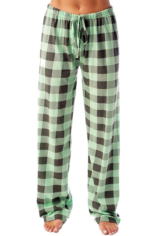Drawstring Plaid Print Trousers Casual Loose Sports Home Pants Women