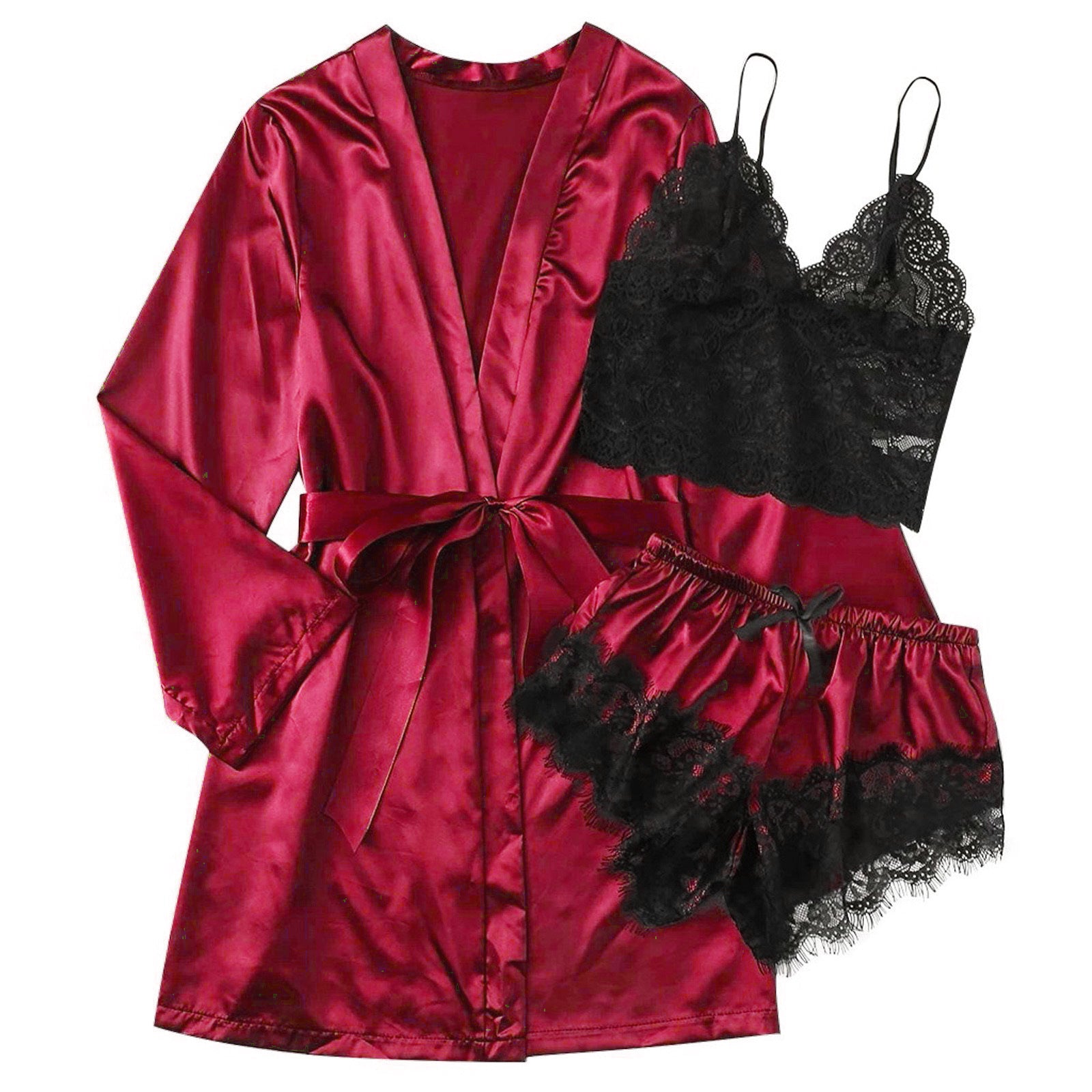 Wholesale European And American Foreign Trade Tube Top Ice Silk Pajamas Women's Seduction Sexy Bra Nightgown Lace Shorts - Dana Fashion