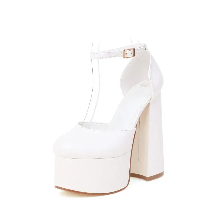 Ladies Sandals Buckle High Heel Platform - DanaFashionstore