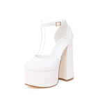 Ladies Sandals Buckle High Heel Platform - DanaFashionstore