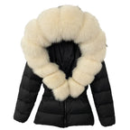 Short Slim Fit Fur Down Jacket 2026 - Women's Waist-Tight Winter Coat - DanaFashionstore