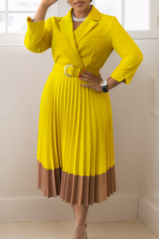 Suit Collar Fashion Elegant Pleated African Dress