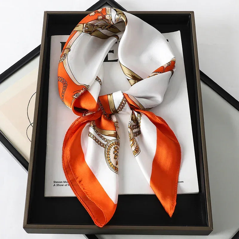 Artificial Silk Striped High-grade Korean Style Stylish Beach Arm Bag Silk Scarf - DanaFashionstore