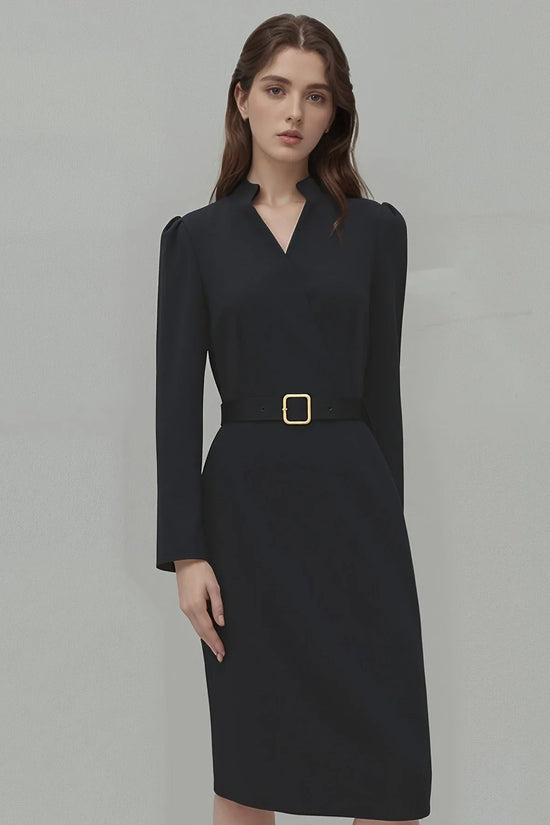 Slim-fitting Casual Suit Dress V-neck Long-sleeved Dresses Commuting Office Clothing For Women - DanaFashionstore