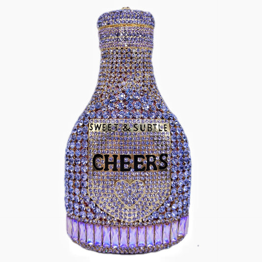 Champagne Bottle Rhinestone Evening Clutch Women's Bag - Dana Fashion