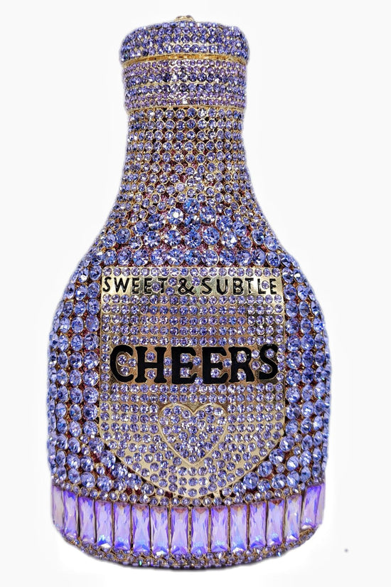 Champagne Bottle Rhinestone Evening Clutch Women's Bag - Dana Fashion