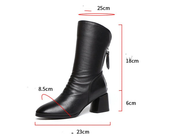 Autumn And Winter Women's Pointed Thick Heel And Fleece Martin Boots