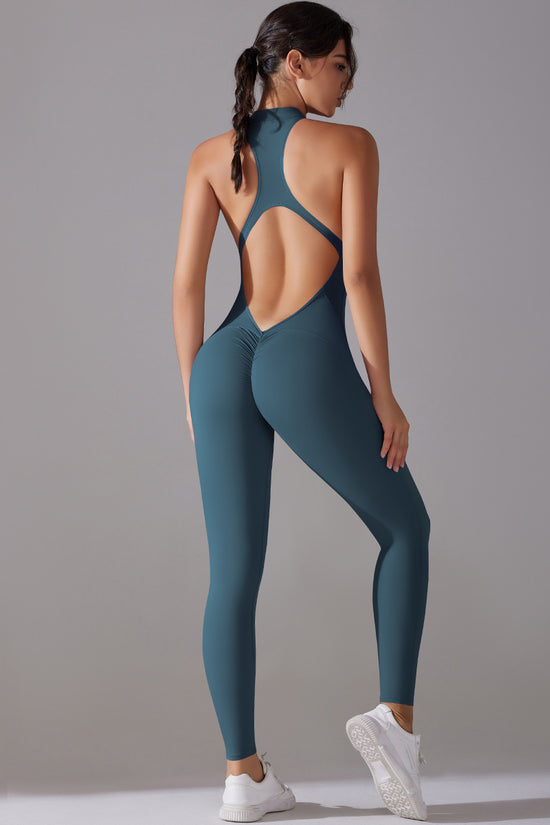 Solid Beauty-back Long Pants Jumpsuit Yoga Fitness Running Dance Slim Bodysuit Women Sports Clothing