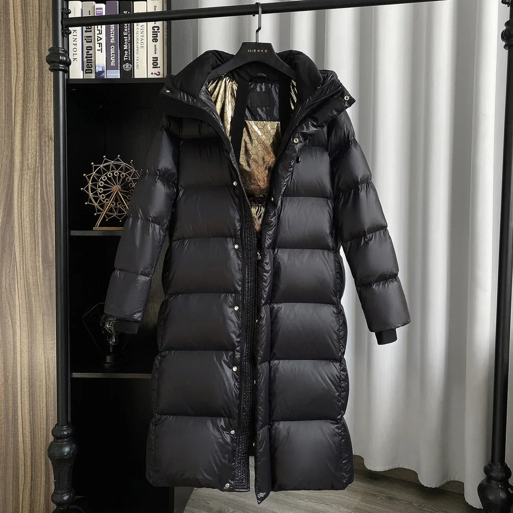 White Duck Down Mid-Length Jacket 2026 - Women's Winter Coat - DanaFashionstore