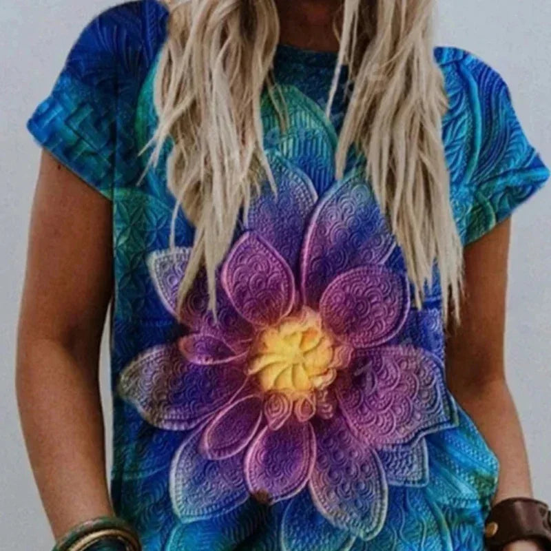 Summer Popular Color Printing Round Neck Short Sleeve T-Shirt - DanaFashionstore