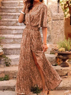Graceful Printed Cinched Dress Women 2026 - Slimming Mid-Length Dress - DanaFashionstore