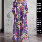 Loose Fashion Premium V-neck Print Dress